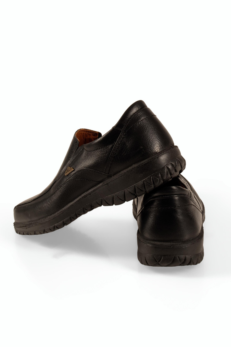 Boxer δερμάτινα μαύρα casual παπούτσια χωρίς κορδόνια με χοντρή σόλα