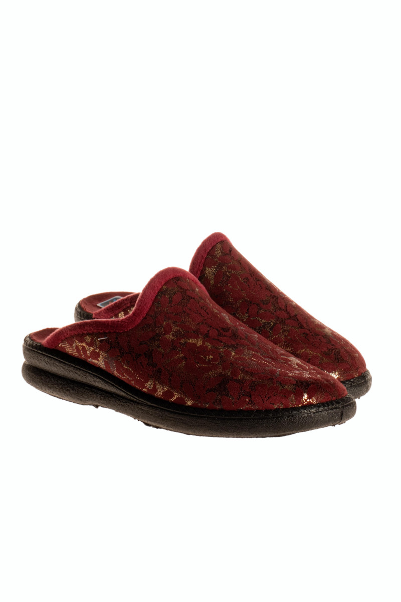 Sabino γυναικείες παντόφλες σπιτιού μπορντώ με floral print
