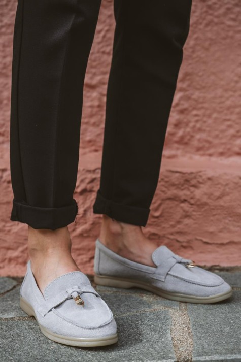 Flat suede loafers με διακοσμητικό 415.122-C