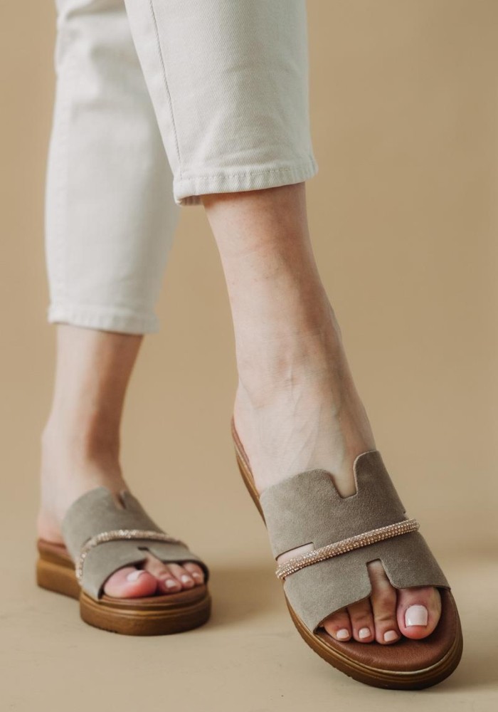 Suede flatform με φάσα με Η κόψιμο 330.1001441-C ΜΠΕΖ
