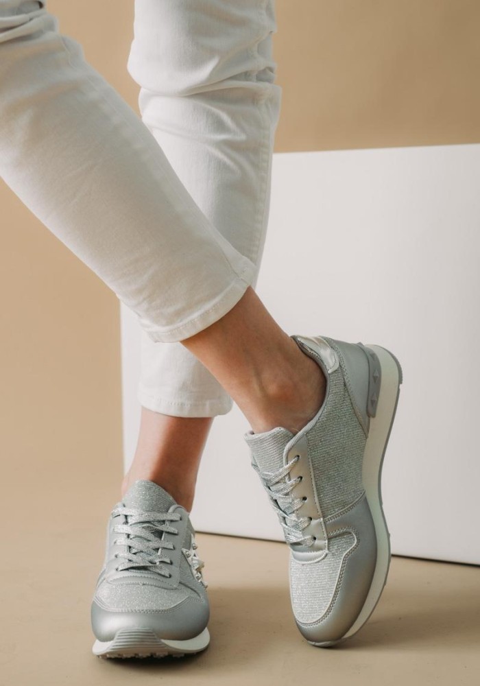Sneakers με ύφασμα με στρας και διακοσμητικό αστέρι 330.BK11-L ΑΣΗΜΙ