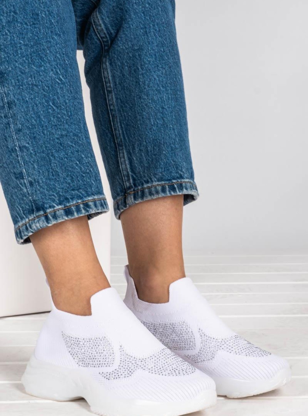 Chunky slip-on sneakers τύπου κάλτσα 416.LY505-F ΑΣΠΡΟ Chunky slip-on sneakers τύπου κάλτσα 416.LY505-F ΑΣΠΡΟ
