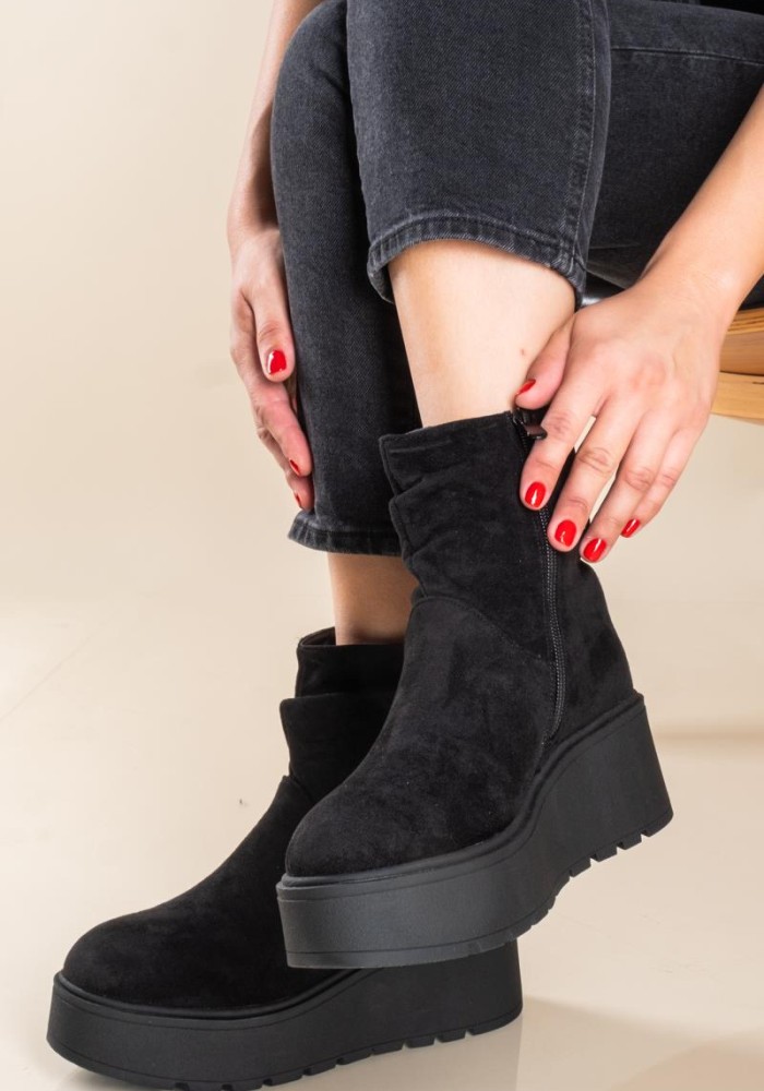 Suede μποτάκι με πλατφόρμα 431.OS582-C ΜΑΥΡΟ