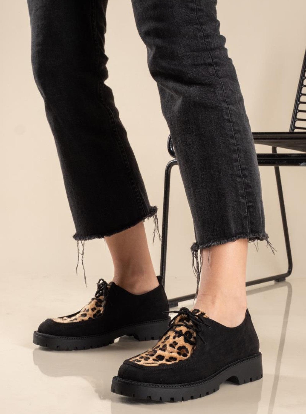 Δετό loafer με animal print 330.2502-PS ΜΑΥΡΟ/ΛΕΟΠΑΡ Δετό loafer με animal print 330.2502-PS ΜΑΥΡΟ/ΛΕΟΠΑΡ