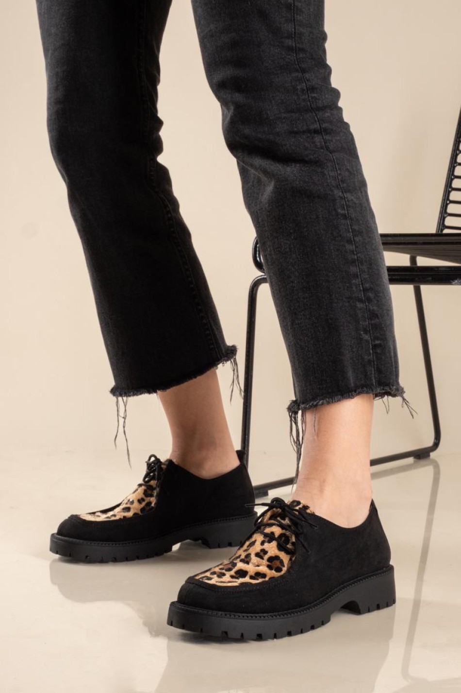 Δετό loafer με animal print 330.2502-PS ΜΑΥΡΟ/ΛΕΟΠΑΡ Δετό loafer με animal print 330.2502-PS ΜΑΥΡΟ/ΛΕΟΠΑΡ