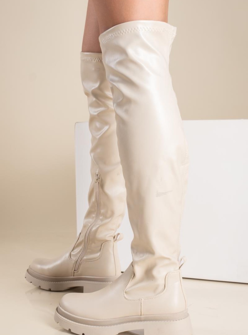 Over the knee casual μπότες 431.OS606-L ΜΠΕΖ Over the knee casual μπότες 431.OS606-L ΜΠΕΖ