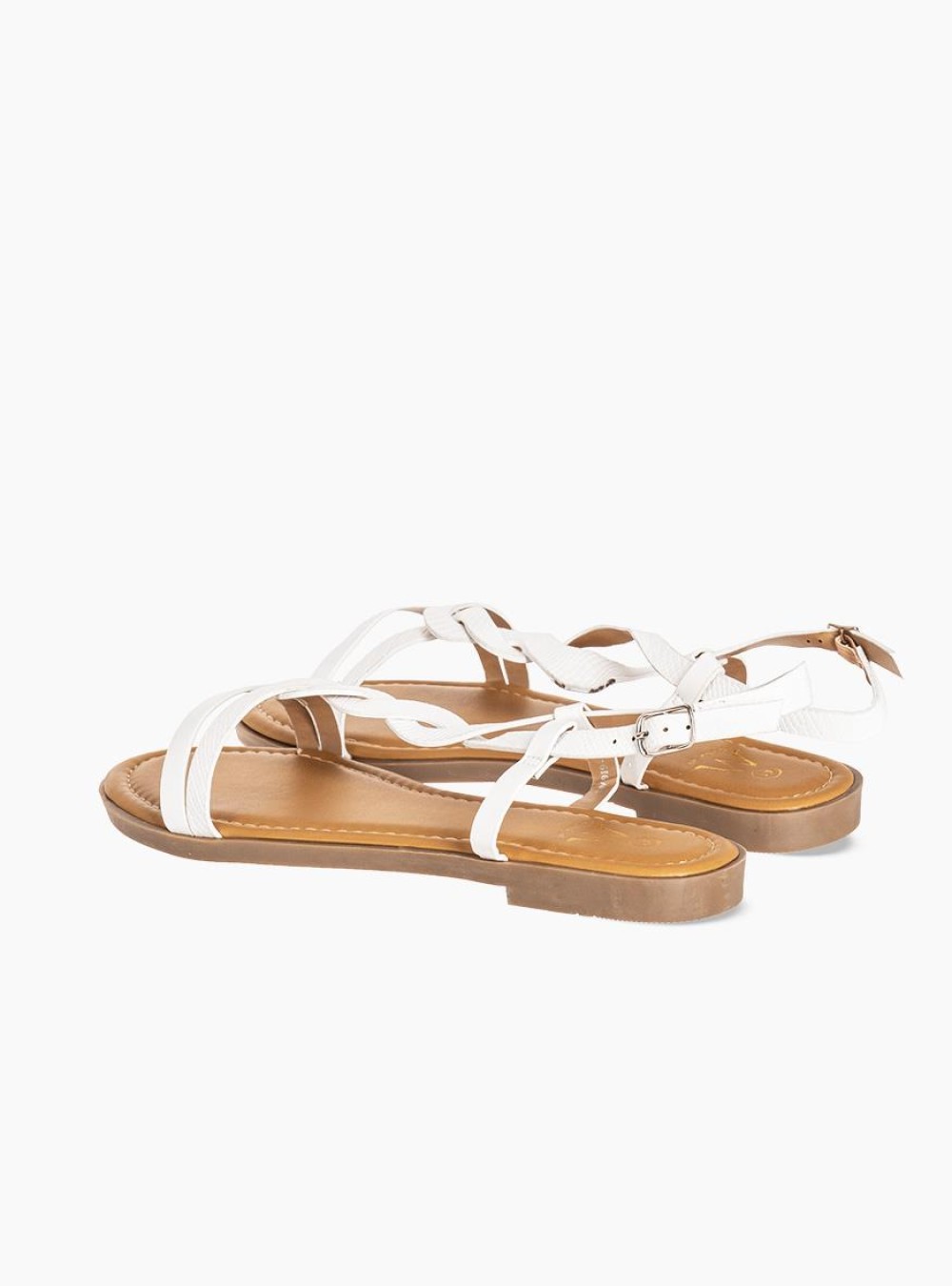 Flat σανδάλια με λουράκια με πλέξη 364.DM919-2A-L ΑΣΠΡΟ Flat σανδάλια με λουράκια με πλέξη 364.DM919-2A-L ΑΣΠΡΟ