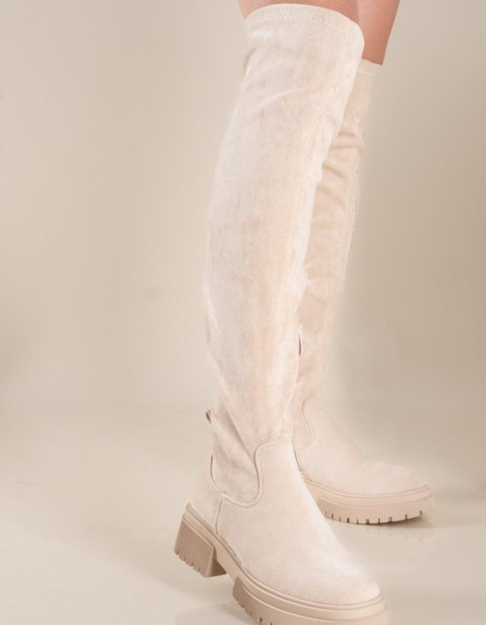 Over the knee suede chunky μπότα 431.OS608-C ΜΠΕΖ Over the knee suede chunky μπότα 431.OS608-C ΜΠΕΖ