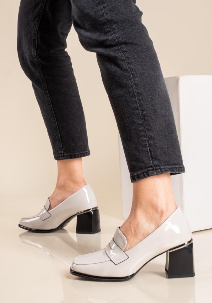 Adams λουστρίνι loafers με τακούνι 004.815-24502-LU ΓΚΡΙ