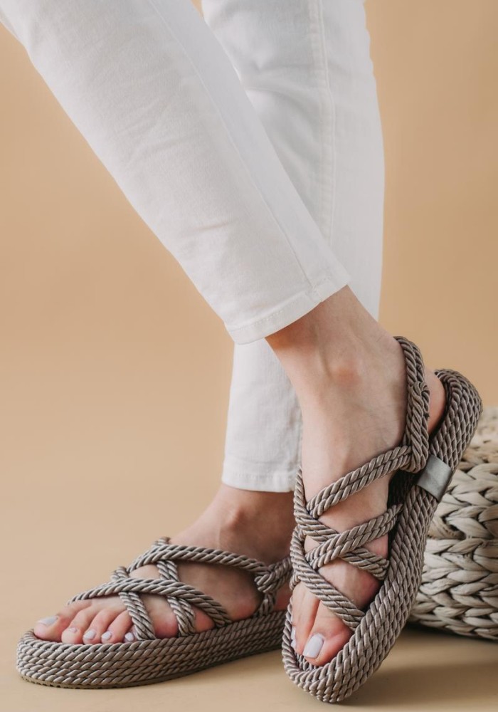 Flatforms πέδιλα με σχοινιά 305.PAROS-2-F ΠΟΥΡΟ
