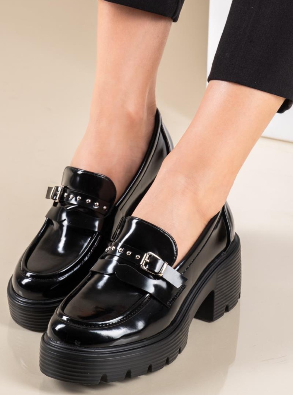 Block-heeled classic loafers 431.LT2409-L ΜΑΥΡΟ Block-heeled classic loafers 431.LT2409-L ΜΑΥΡΟ