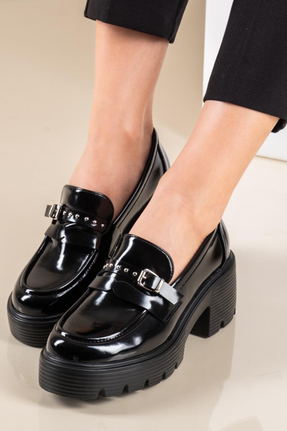 Block-heeled classic loafers 431.LT2409-L ΜΑΥΡΟ Block-heeled classic loafers 431.LT2409-L ΜΑΥΡΟ