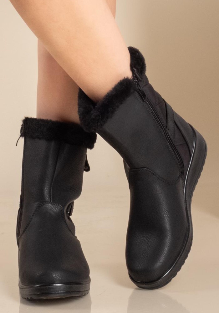 B-SOFT Casual μποτάκι με εσωτερική γούνα 405.2484-L ΜΑΥΡΟ