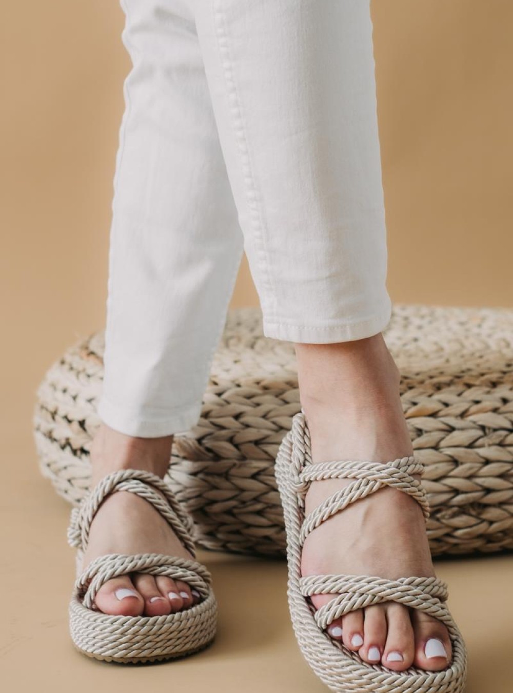 Flatforms πέδιλα με σχοινιά 305.LEMNOS-2-F ΜΠΕΖ Flatforms πέδιλα με σχοινιά 305.LEMNOS-2-F ΜΠΕΖ