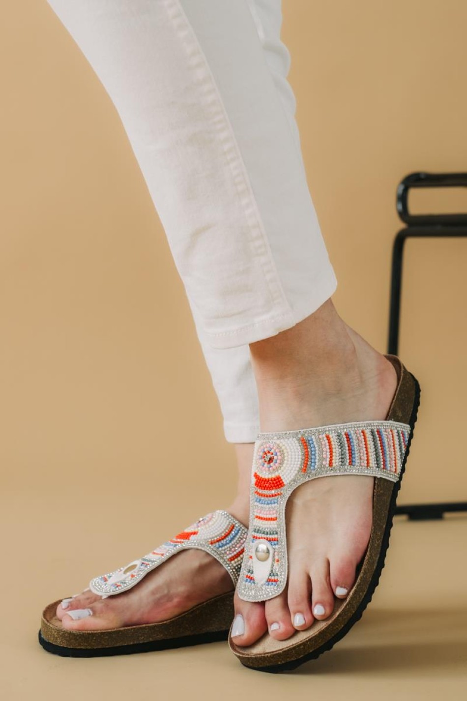Boho style fussbett flatform με T-bar 330.TZ697-F ΑΣΠΡΟ Boho style fussbett flatform με T-bar 330.TZ697-F ΑΣΠΡΟ