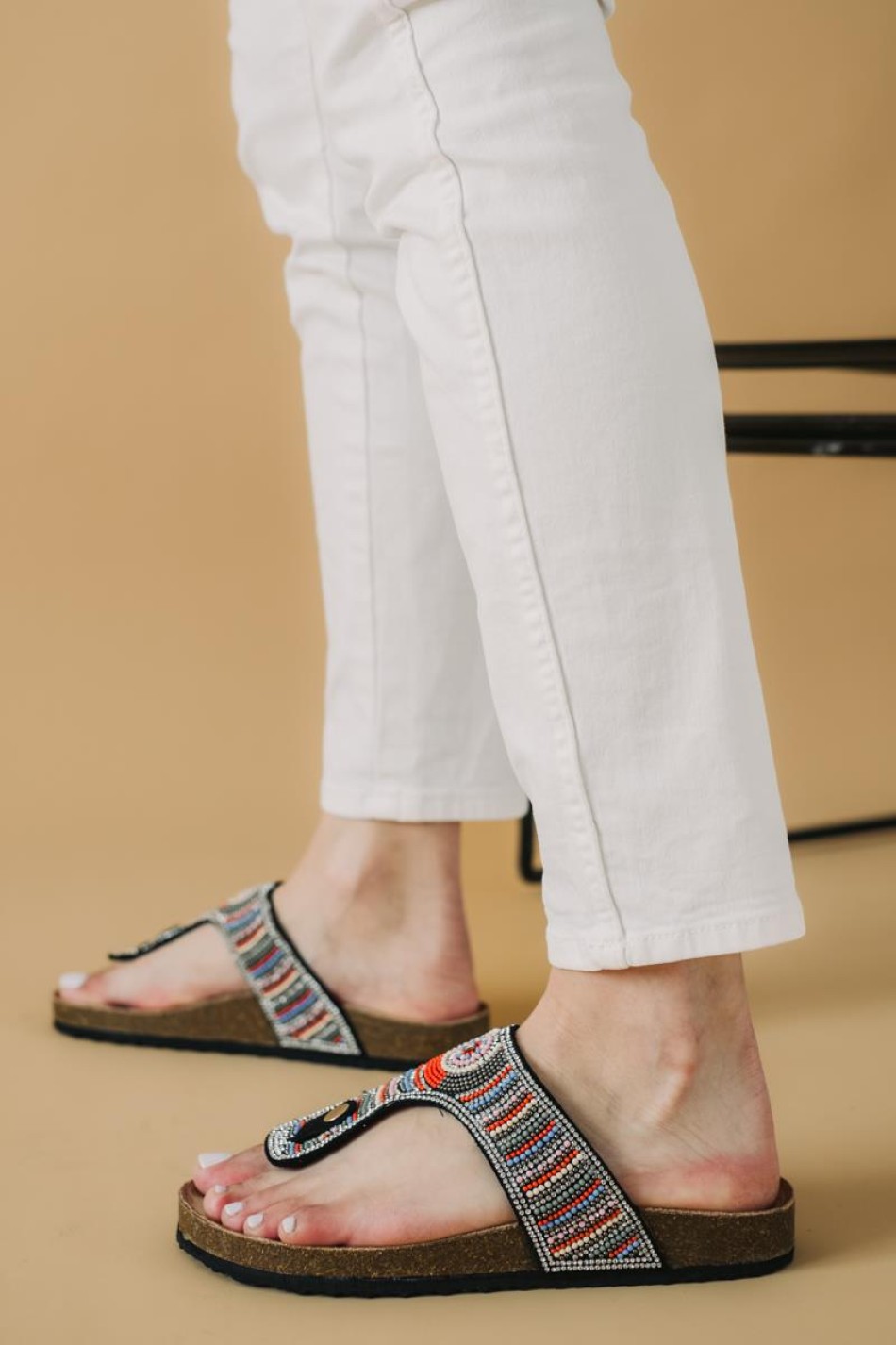 Boho style fussbett flatform με T-bar 330.TZ697-F ΜΑΥΡΟ