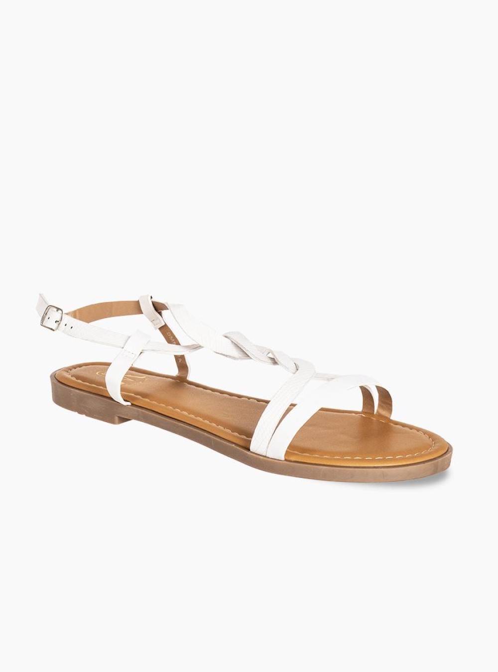 Flat σανδάλια με λουράκια με πλέξη 364.DM919-2A-L ΑΣΠΡΟ Flat σανδάλια με λουράκια με πλέξη 364.DM919-2A-L ΑΣΠΡΟ