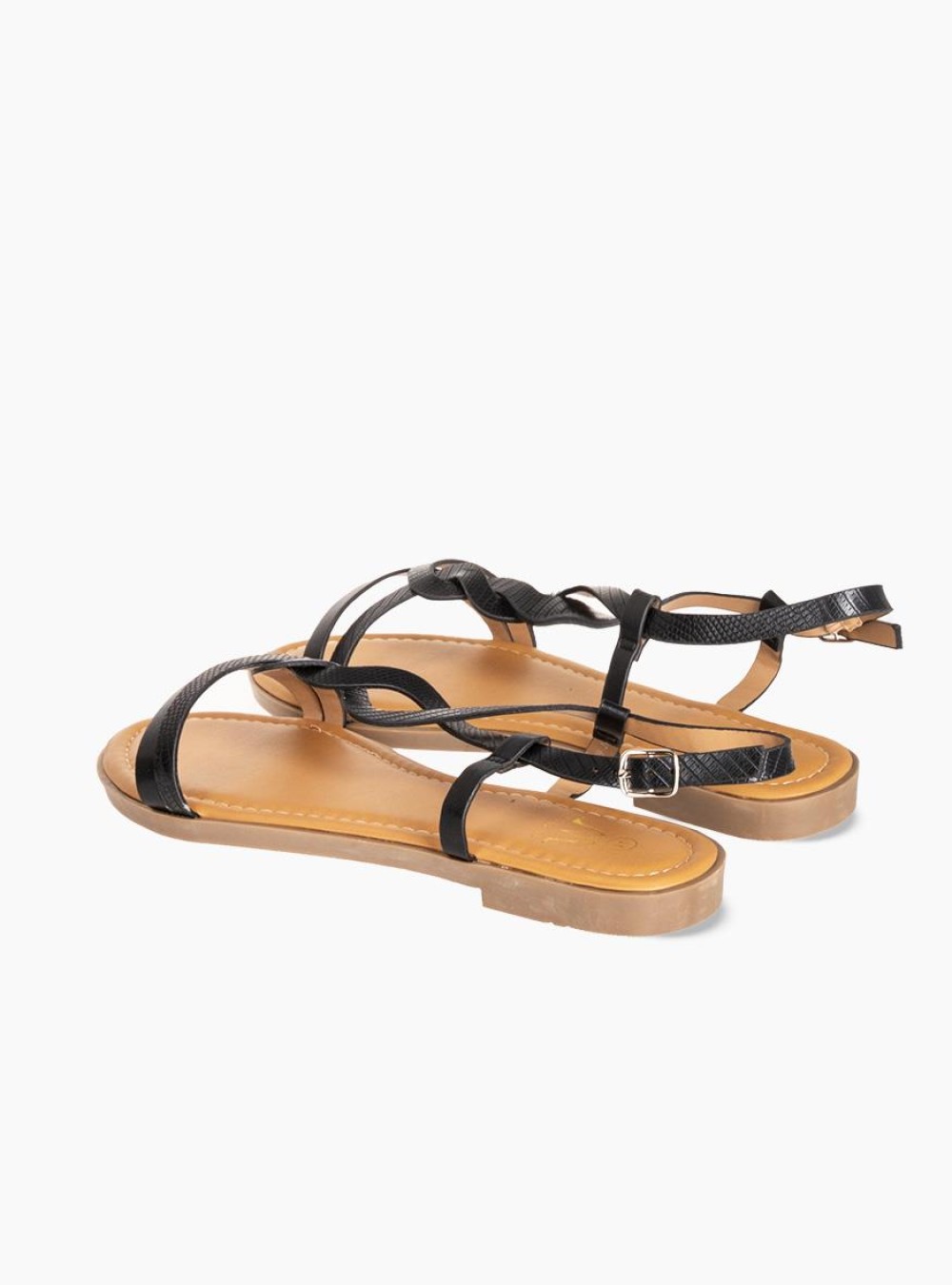 Flat σανδάλια με λουράκια με πλέξη 364.DM919-2A-L ΜΑΥΡΟ Flat σανδάλια με λουράκια με πλέξη 364.DM919-2A-L ΜΑΥΡΟ