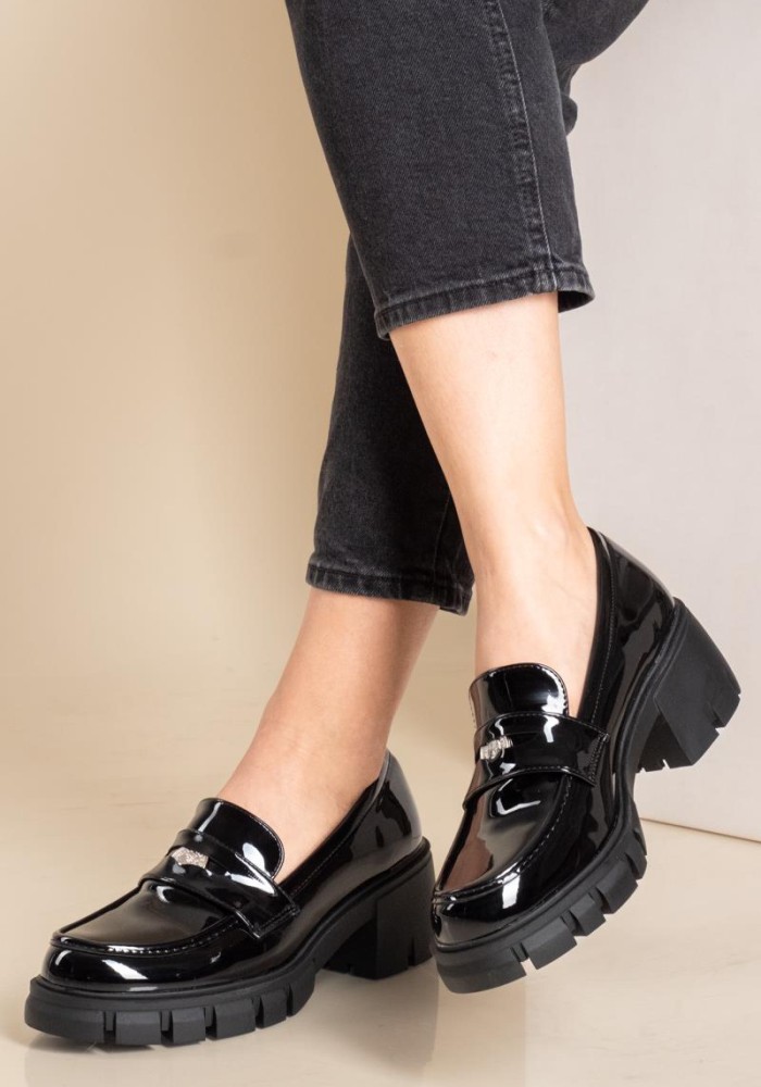 Tracksole λουστρίνι block-heeled loafer 330.D2737-LU ΜΑΥΡΟ