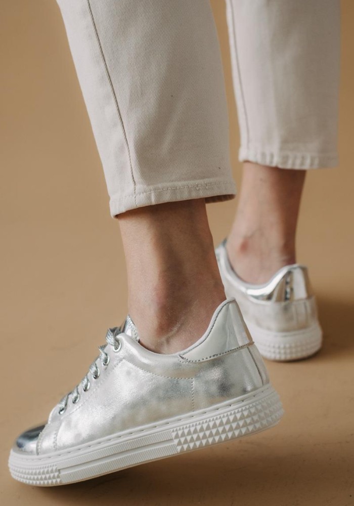 Tennis sneakers με mirror effect 330.BK09-L ΑΣΗΜΙ