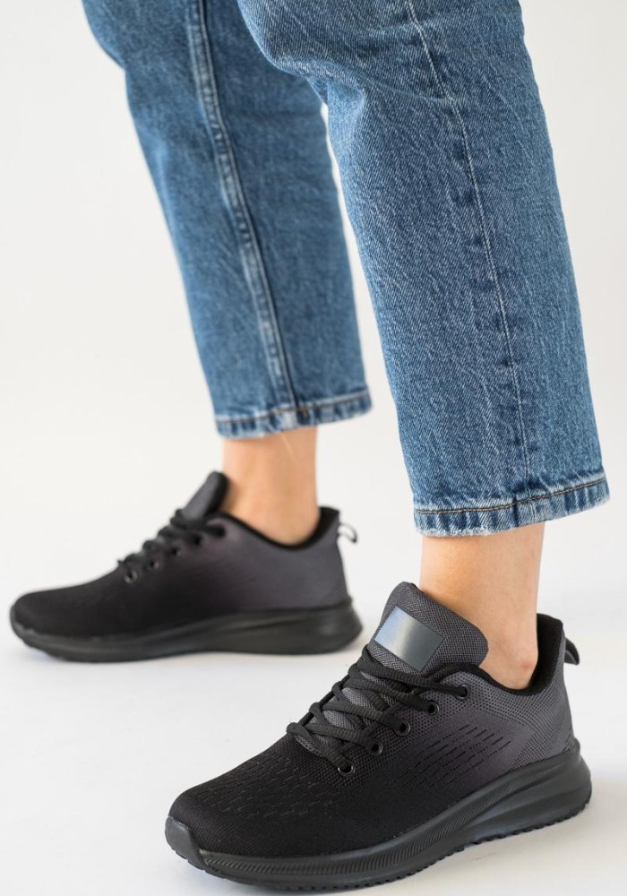 Υφασμάτινα running sneakers 330.B58-F ΜΑΥΡΟ/ΓΚΡΙ