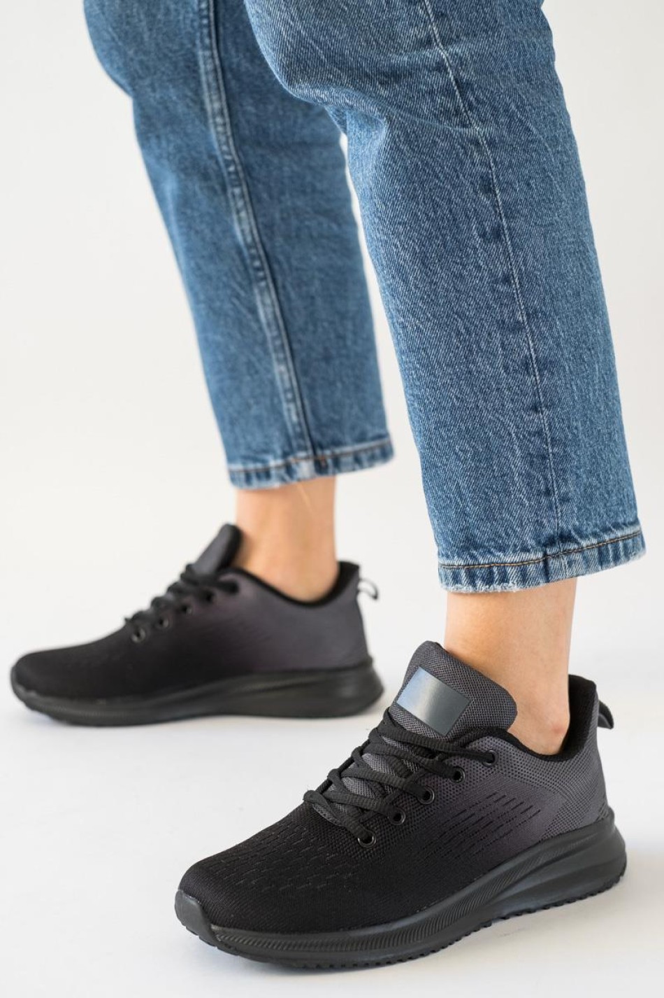 Υφασμάτινα running sneakers 330.B58-F ΜΑΥΡΟ/ΓΚΡΙ