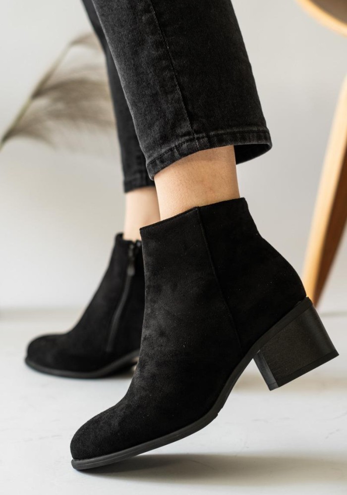 Suede casual μποτάκι αστραγάλου 420.OS363-C ΜΑΥΡΟ