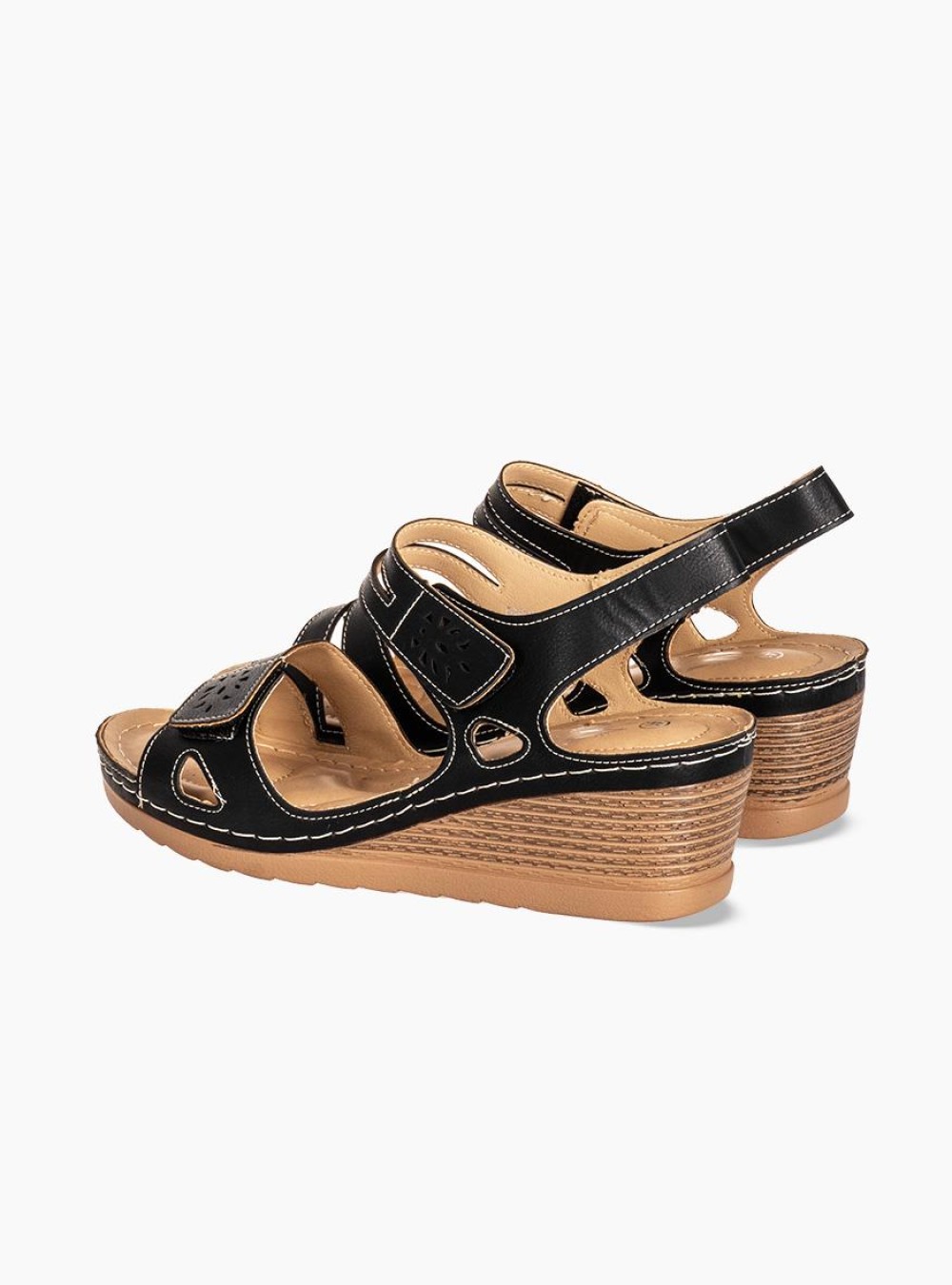 Πλατφόρμες με λουράκια με velcro 364.DM008-3-L ΜΑΥΡΟ