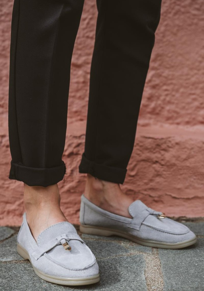 Flat suede loafers με διακοσμητικό 415.122-C ΓΚΡΙ