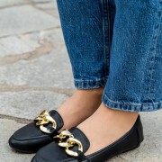 Flat loafers με διακοσμητική αλυσίδα στο μπροστινό μέρος 414.LT2161-L ΜΑΥΡΟ Flat loafers με διακοσμητική αλυσίδα στο μπροστινό μέρος 414.LT2161-L ΜΑΥΡΟ