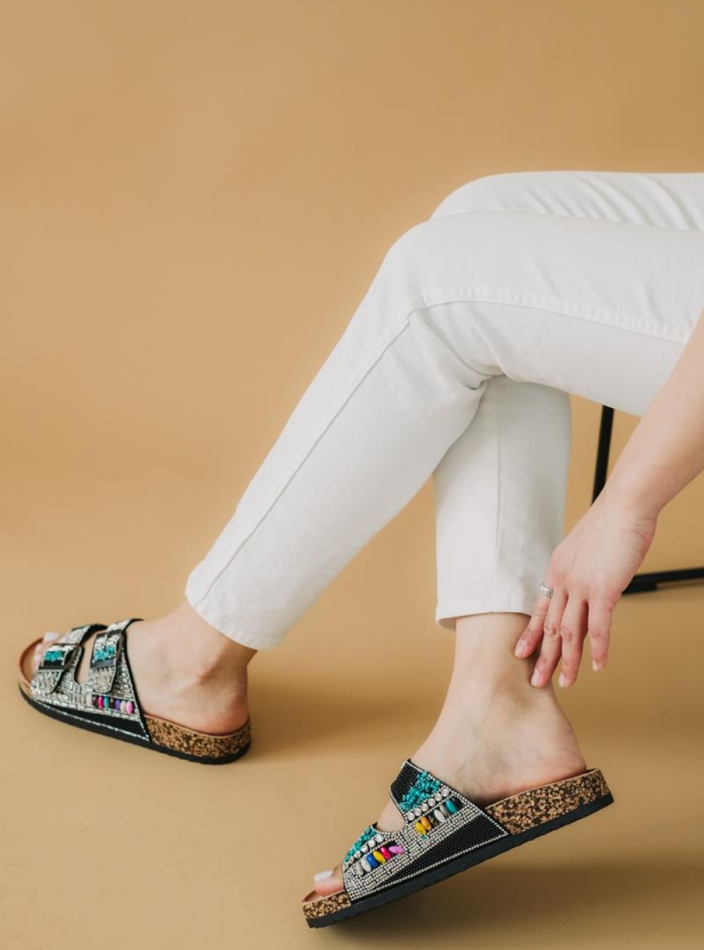 Boho style fussbett flatforms με δυο φάσες 330.TZ693-F ΜΑΥΡΟ Boho style fussbett flatforms με δυο φάσες 330.TZ693-F ΜΑΥΡΟ
