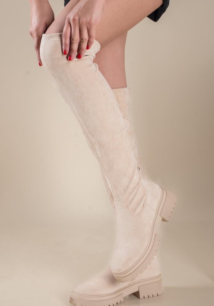Over the knee suede chunky μπότα 431.OS608-C ΜΠΕΖ