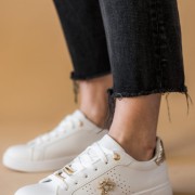 Tennis sneakers με διακοσμητικό με στρας 330.C691-L ΑΣΠΡΟ/ΧΡΥΣΟ Tennis sneakers με διακοσμητικό με στρας 330.C691-L ΑΣΠΡΟ/ΧΡΥΣΟ