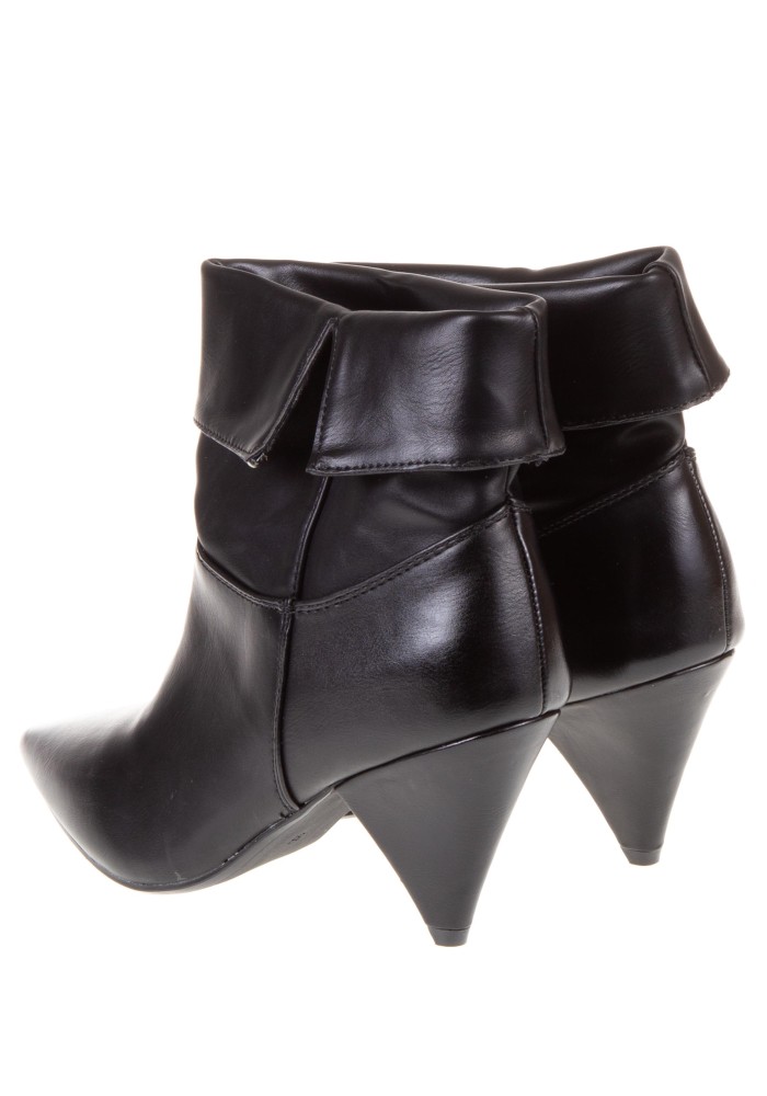 Μποτάκι με μυτερό τακούνι 330.C-19005-3-LEATHER ΜΑΥΡΟ