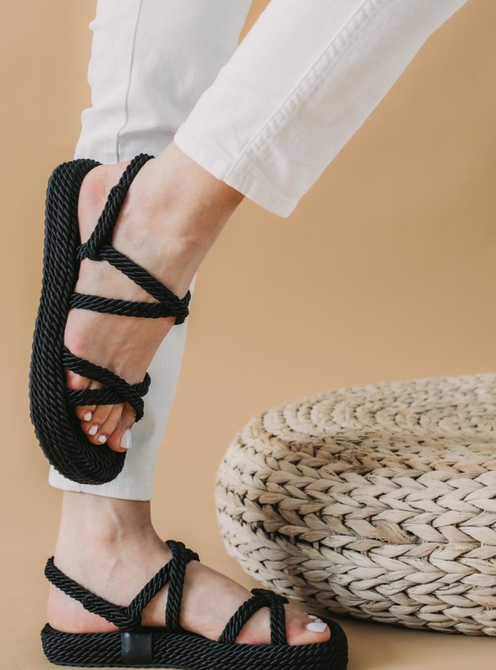 Flatforms πέδιλα με σχοινιά 305.LEMNOS-2-F ΜΑΥΡΟ Flatforms πέδιλα με σχοινιά 305.LEMNOS-2-F ΜΑΥΡΟ