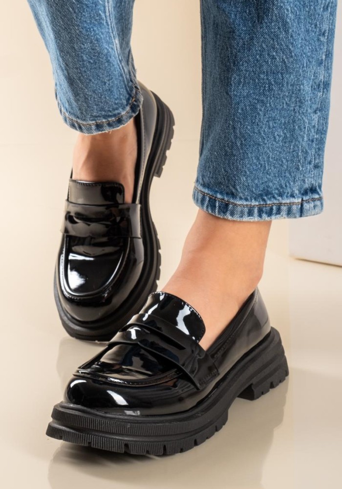 Λουστρίνι loafers με τρακτερωτή σόλα 431.OM2209-LU ΜΑΥΡΟ
