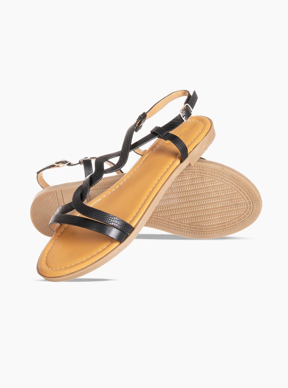 Flat σανδάλια με λουράκια με πλέξη 364.DM919-2A-L ΜΑΥΡΟ Flat σανδάλια με λουράκια με πλέξη 364.DM919-2A-L ΜΑΥΡΟ