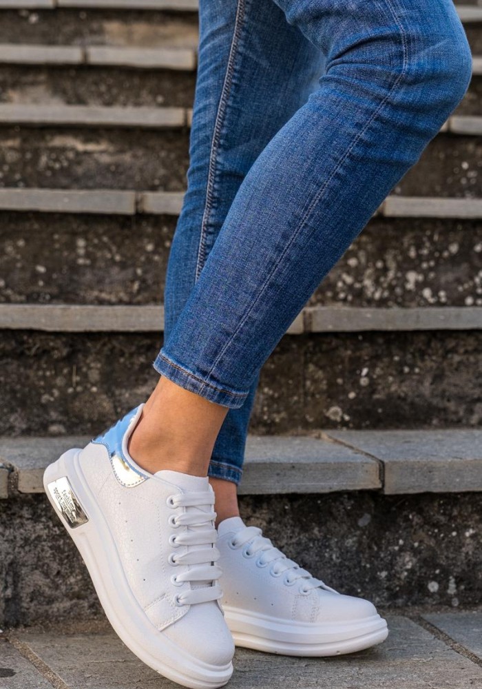 Tennis sneakers με κρακελέ μοτίβο 306.TF187-L ΑΣΠΡΟ