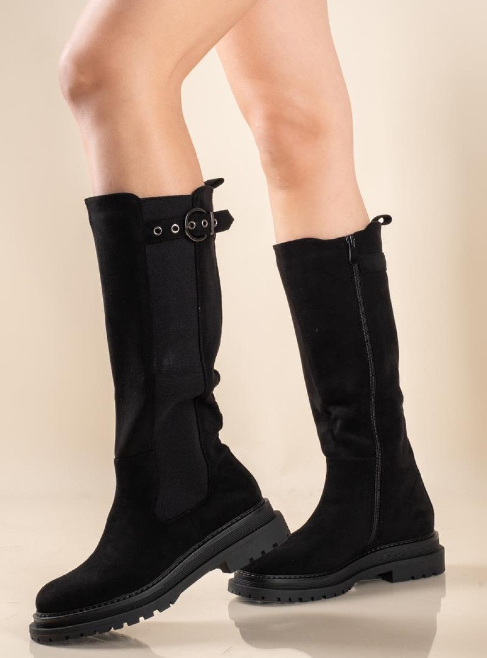 Suede casual μπότες με λάστιχο στο πλάι 330.Q863-C ΜΑΥΡΟ Suede casual μπότες με λάστιχο στο πλάι 330.Q863-C ΜΑΥΡΟ