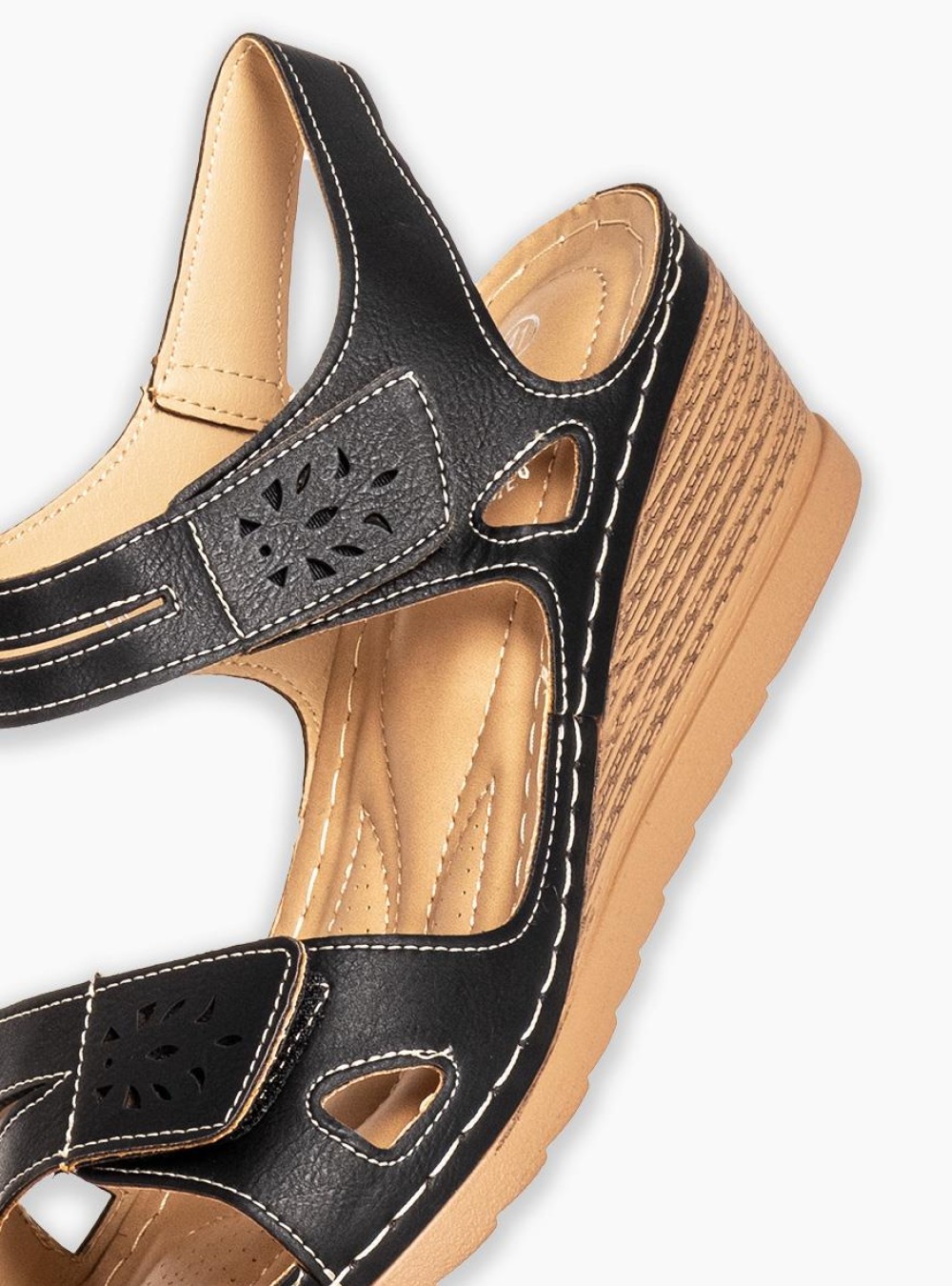 Πλατφόρμες με λουράκια με velcro 364.DM008-3-L ΜΑΥΡΟ