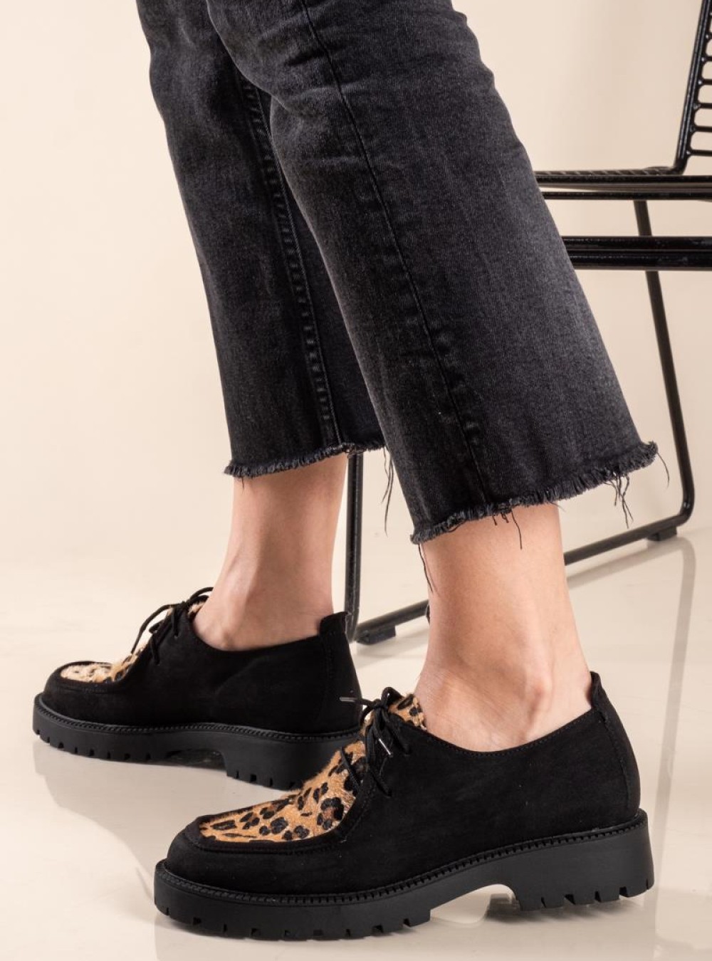 Δετό loafer με animal print 330.2502-PS ΜΑΥΡΟ/ΛΕΟΠΑΡ Δετό loafer με animal print 330.2502-PS ΜΑΥΡΟ/ΛΕΟΠΑΡ