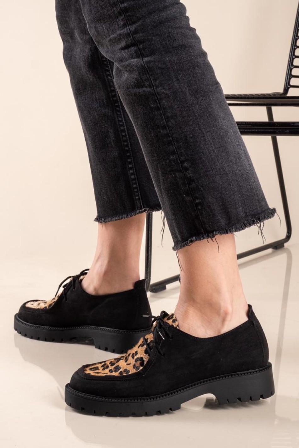 Δετό loafer με animal print 330.2502-PS ΜΑΥΡΟ/ΛΕΟΠΑΡ Δετό loafer με animal print 330.2502-PS ΜΑΥΡΟ/ΛΕΟΠΑΡ