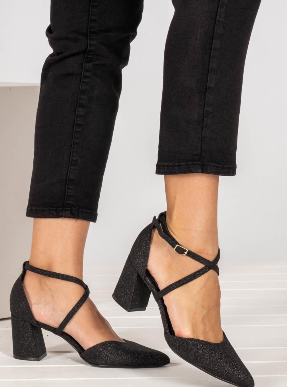 PICCADILLY Ανατομικές γόβες με glitter 004.779-23617-SA ΜΑΥΡΟ PICCADILLY Ανατομικές γόβες με glitter 004.779-23617-SA ΜΑΥΡΟ