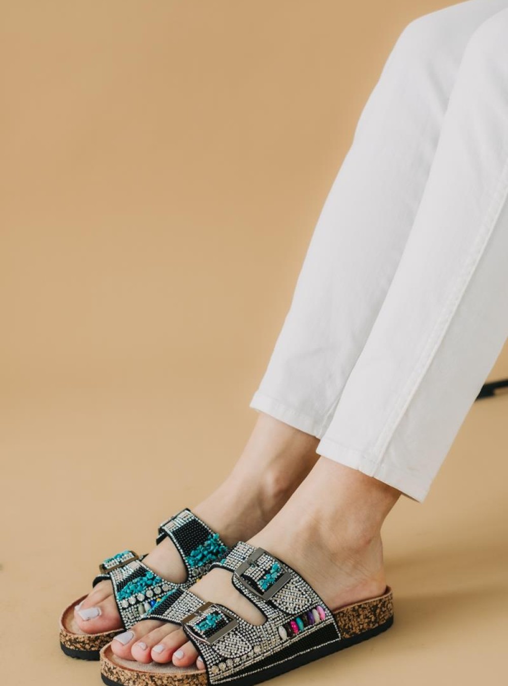 Boho style fussbett flatforms με δυο φάσες 330.TZ693-F ΜΑΥΡΟ Boho style fussbett flatforms με δυο φάσες 330.TZ693-F ΜΑΥΡΟ