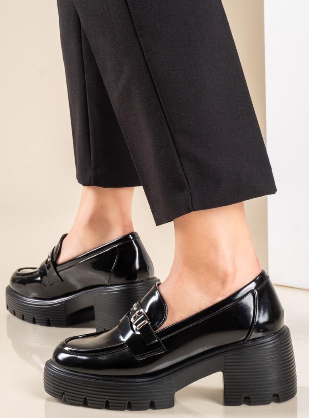 Block-heeled classic loafers 431.LT2409-L ΜΑΥΡΟ Block-heeled classic loafers 431.LT2409-L ΜΑΥΡΟ