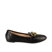Flat loafers με διακοσμητική αλυσίδα στο μπροστινό μέρος 414.LT2161-L ΜΑΥΡΟ Flat loafers με διακοσμητική αλυσίδα στο μπροστινό μέρος 414.LT2161-L ΜΑΥΡΟ