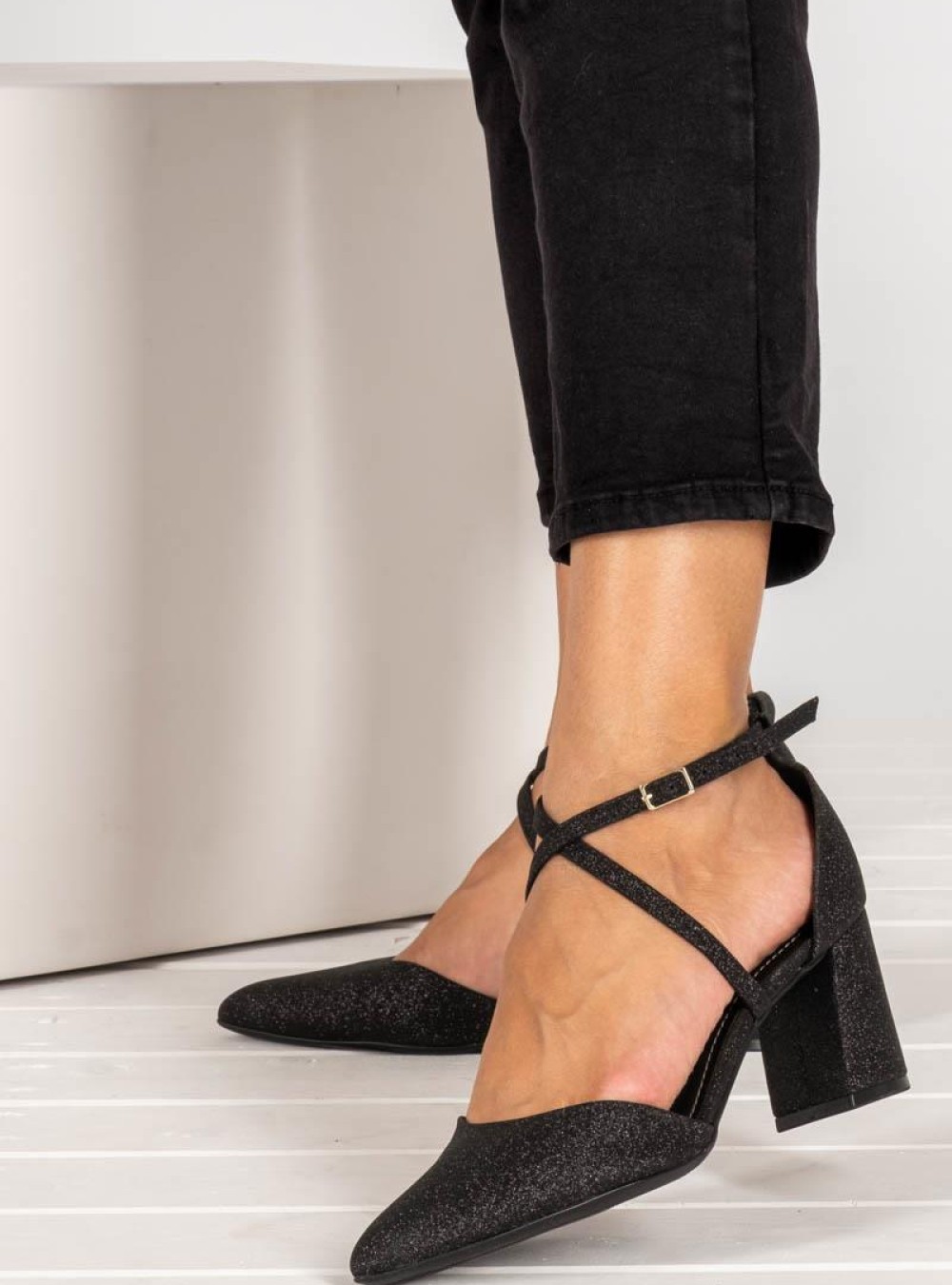 PICCADILLY Ανατομικές γόβες με glitter 004.779-23617-SA ΜΑΥΡΟ PICCADILLY Ανατομικές γόβες με glitter 004.779-23617-SA ΜΑΥΡΟ