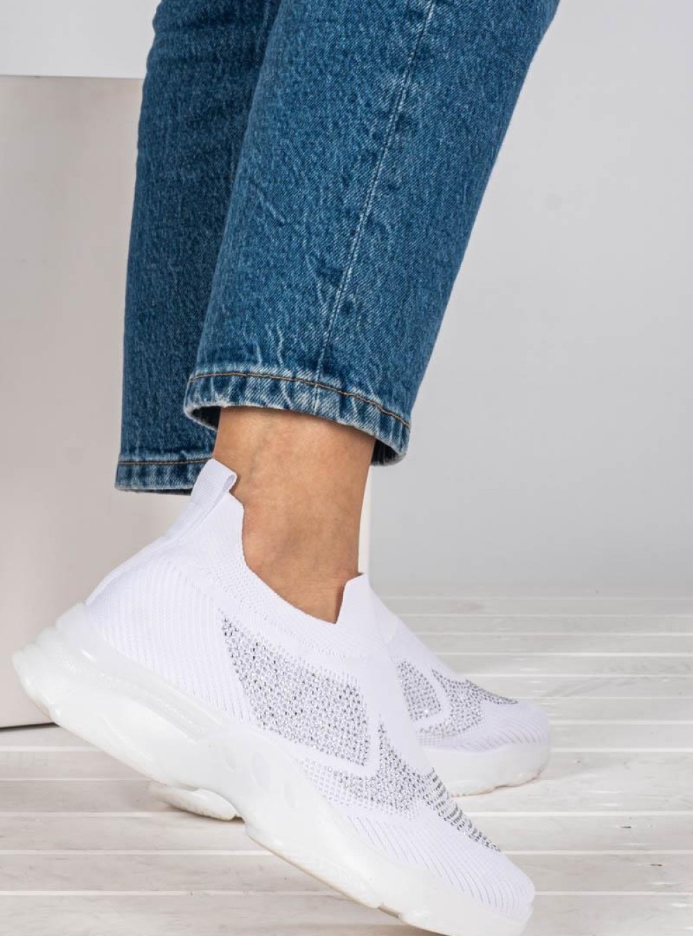 Chunky slip-on sneakers τύπου κάλτσα 416.LY505-F ΑΣΠΡΟ Chunky slip-on sneakers τύπου κάλτσα 416.LY505-F ΑΣΠΡΟ