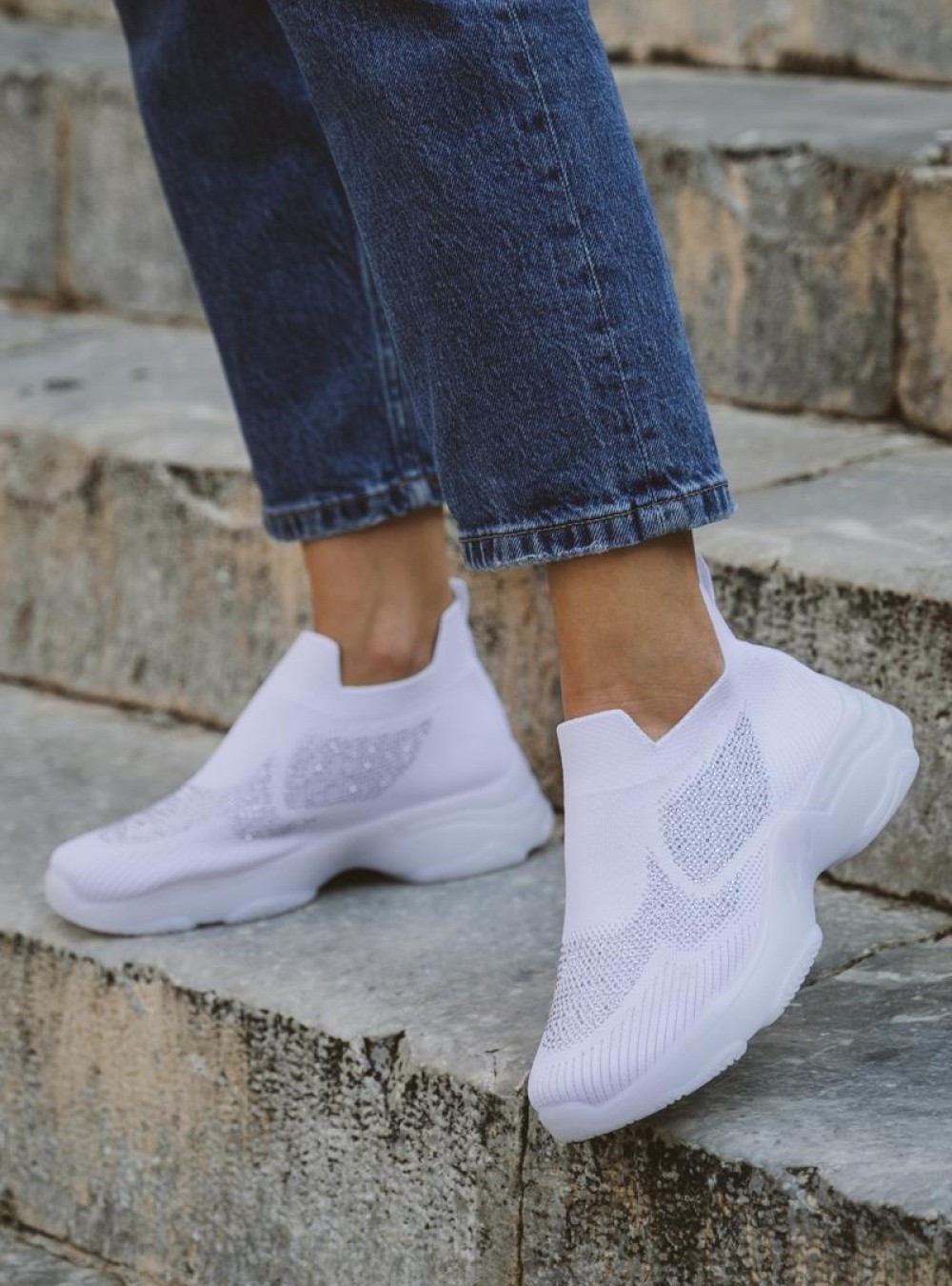Chunky slip-on sneakers τύπου κάλτσα 416.LY505-F ΑΣΠΡΟ Chunky slip-on sneakers τύπου κάλτσα 416.LY505-F ΑΣΠΡΟ