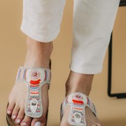 Boho style fussbett flatform με T-bar 330.TZ697-F ΑΣΠΡΟ Boho style fussbett flatform με T-bar 330.TZ697-F ΑΣΠΡΟ